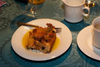 Mardi Gras Pudding with bourbon sauce