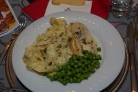 tarragon chicken with pasta and peas