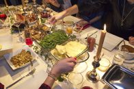 Potato mash and greens, turkey giblet gravy