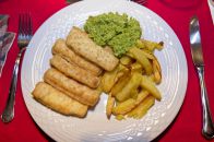 Glutenfree Fish & Chips with mashed peas