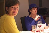 Happy ladies in the colours of the EU.