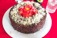 wild rice ring with cheese, spinach and nuts